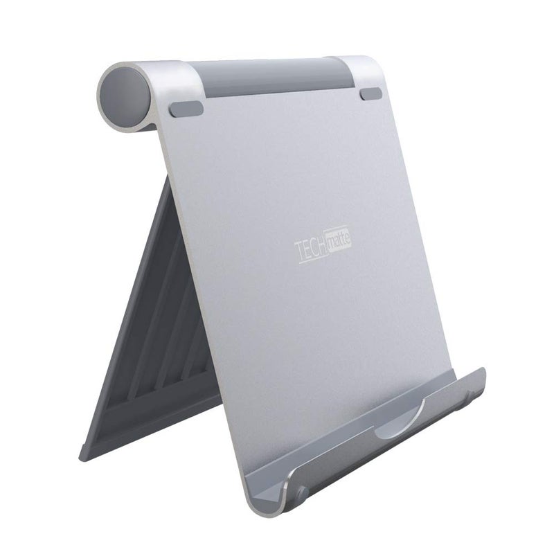 TechMatte Large iPad Stand Adjustable Foldable Aluminum Stand for iPad, iPad Pro 12.9, iPad Pro 11, iPad Air, iPad mini, iPhone 11 Pro Max XS XR, E-Readers - Image 1
